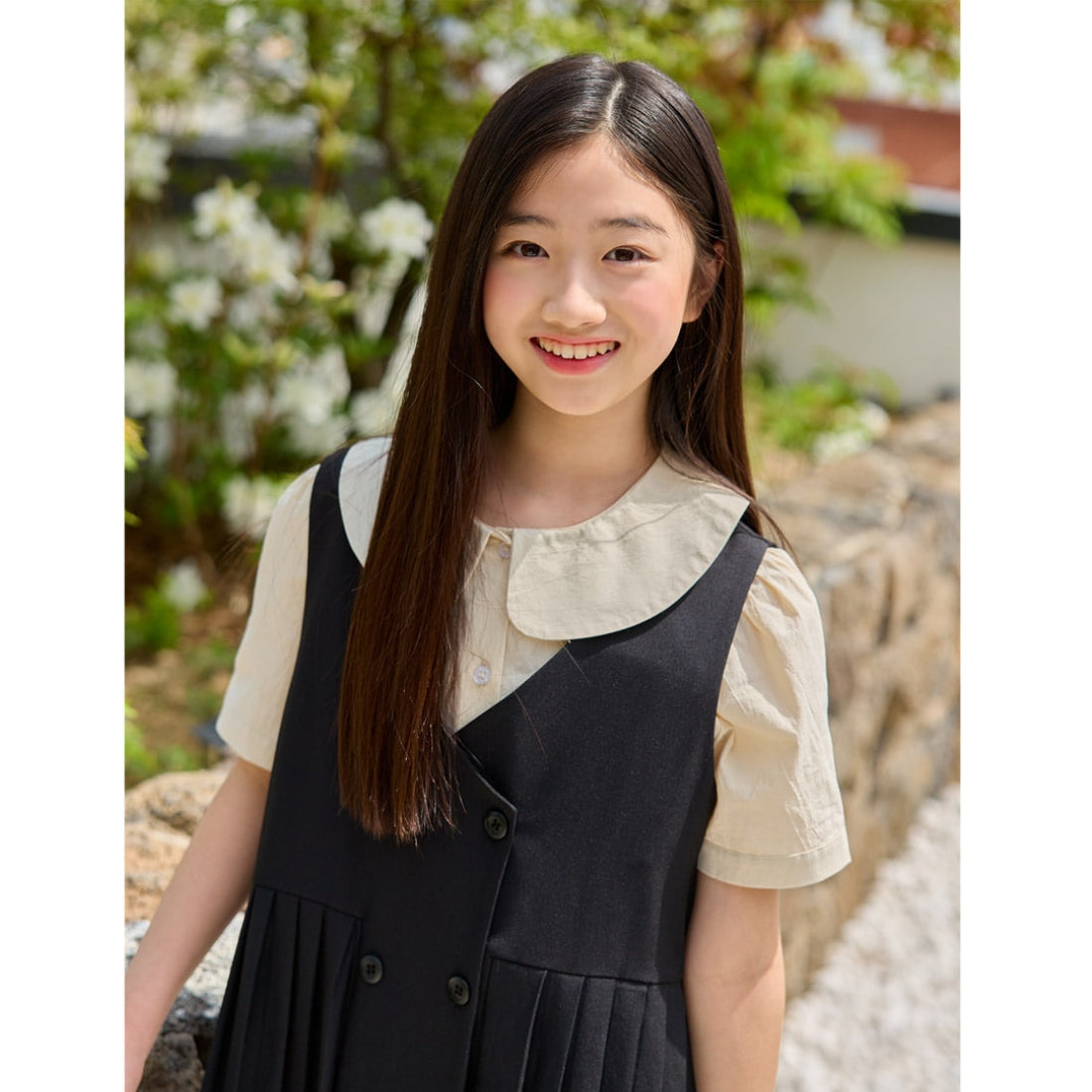 MINIROI 丸襟 半袖 ブラウス 女の子 小学生 制服風 ショート丈 風通し良い 春夏 涼しい おしゃれ かわいい 韓国子供服 110cm 120cm 130cm 140cm 150cm