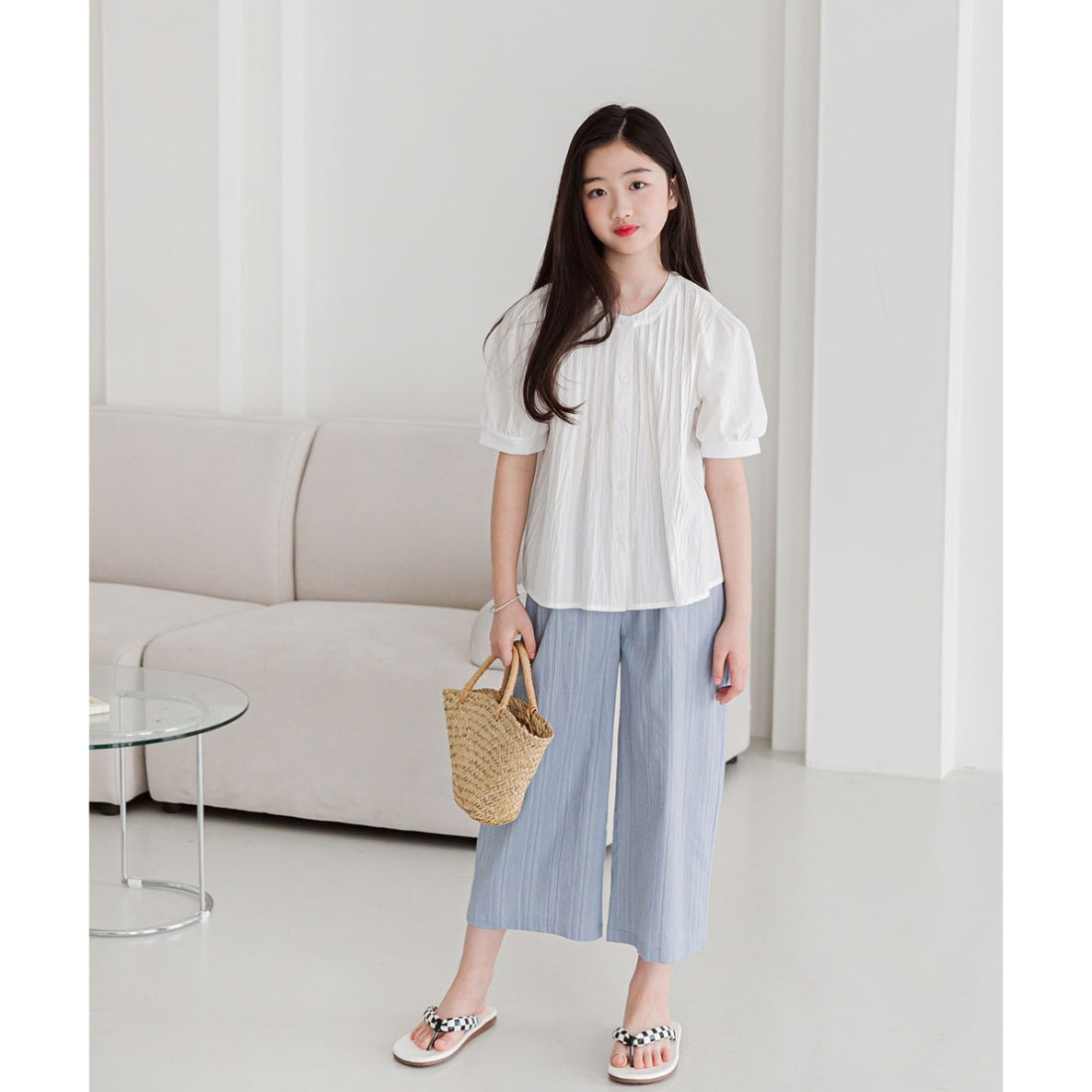 MINIROI ガールズ ブラウス 白 半袖 ふんわり バルーン袖 春夏 おしゃれ かわいい カジュアル フォーマル 小学生 中学生 韓国子供服 110cm 120cm 130cm 140cm 150cm