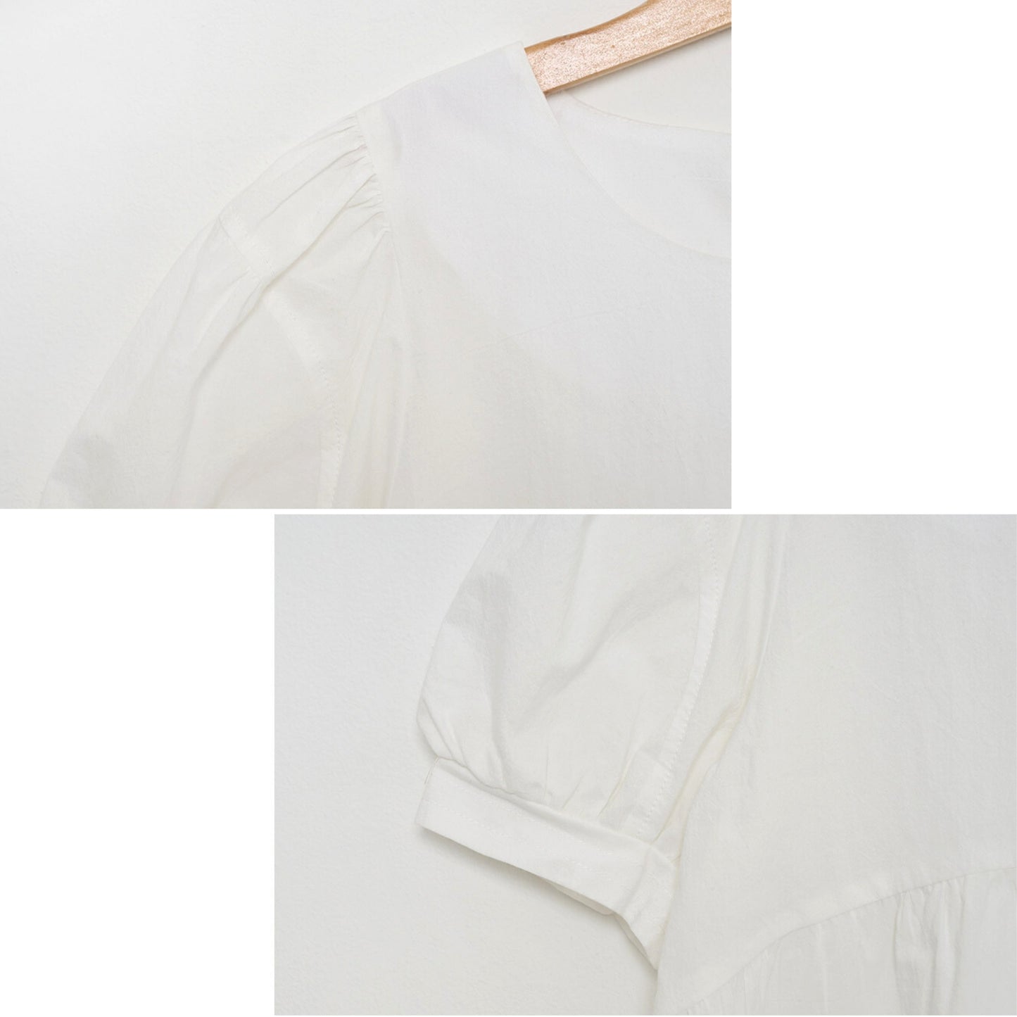 MINIROI ガールズブラウス 白 ナチュラル 半袖 ふんわり袖 パフ袖 涼しい 春夏 お出かけ着 かわいい コットン 韓国子供服 110cm 120cm 130cm 140cm 150cm