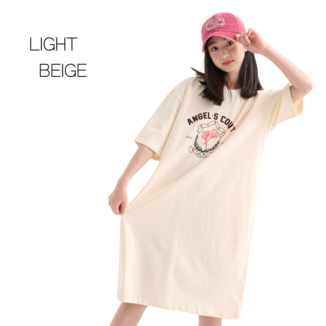 MINIROI Tシャツワンピース 女の子 ひざ丈 六分袖 ダボっと ゆったり 春夏 カジュアル 楽ちん ルームウェア おしゃれ かわいい 韓国子供服 110cm 120cm 130cm 140cm 150cm