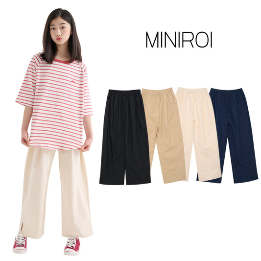 MINIROI ガールズ サイドスリットパンツ ロングパンツ ボトムス 薄手 ウエストゴム オールシーズン 快適 カジュアル フォーマル 韓国子供服 110cm 120cm 130cm 140cm 150cm