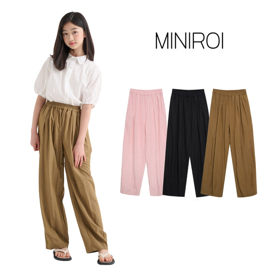 MINIROI ロングパンツ 女の子 春夏 さらさら 涼しい ウエストゴム ガールズ 楽ちん おしゃれ おでかけ ルームウェア おすすめ 韓国子供服 110cm 120cm 130cm 140cm 150cm